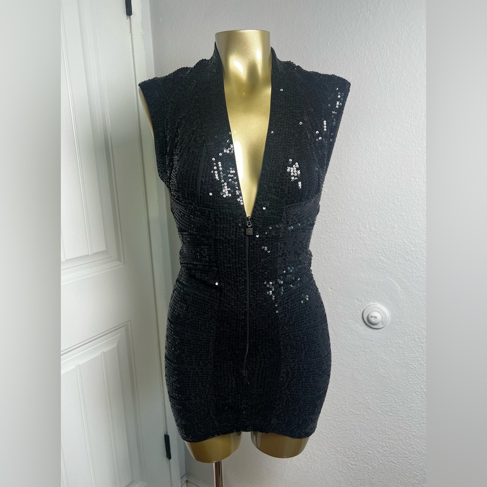 Herve Leger Black Sequin Mini Dress